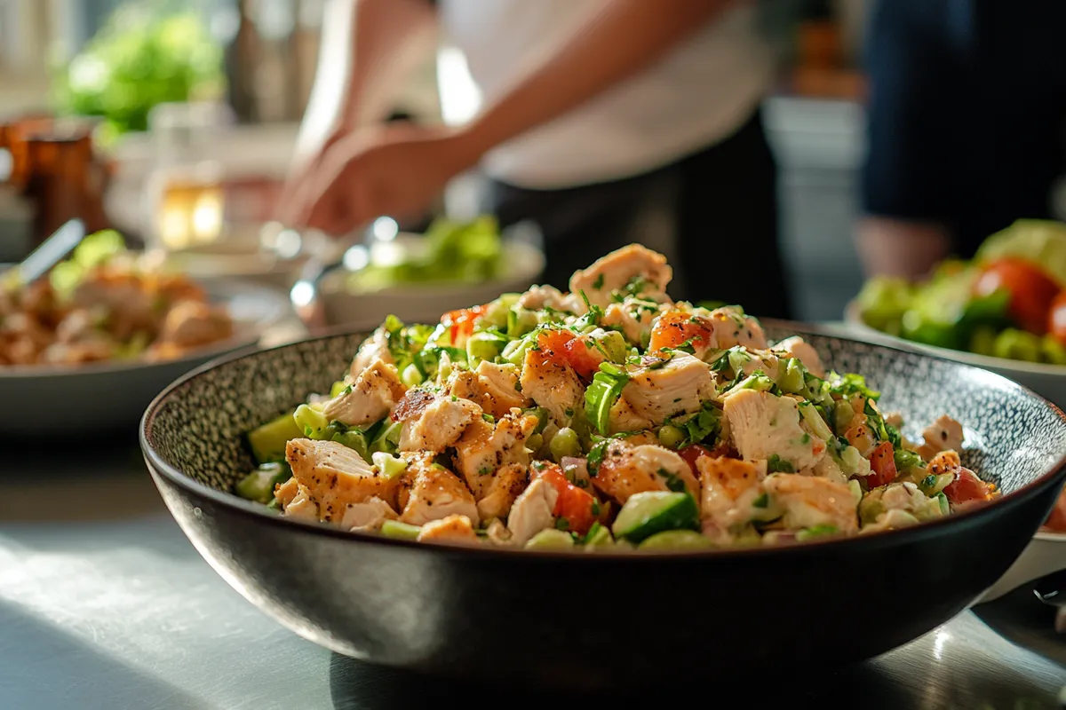A healthy chicken salad sandwich.