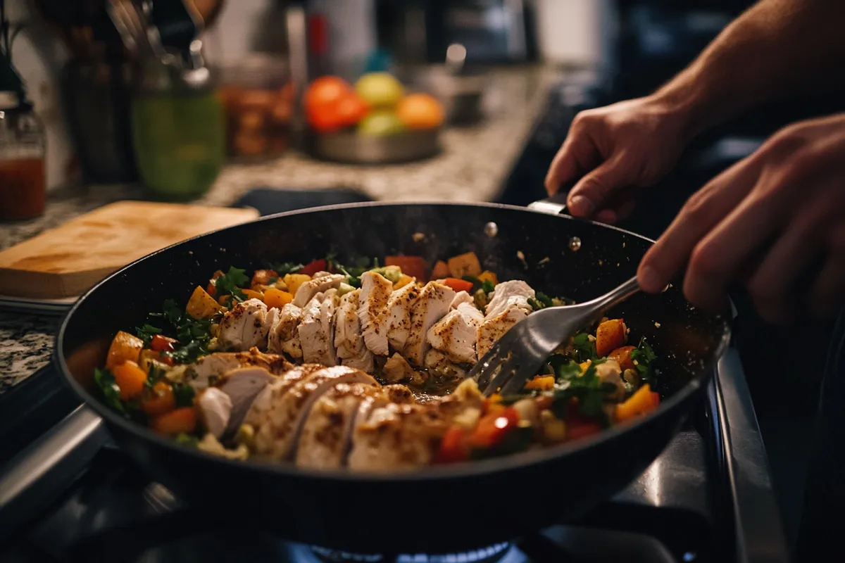 Chicken salad with its main ingredients visible