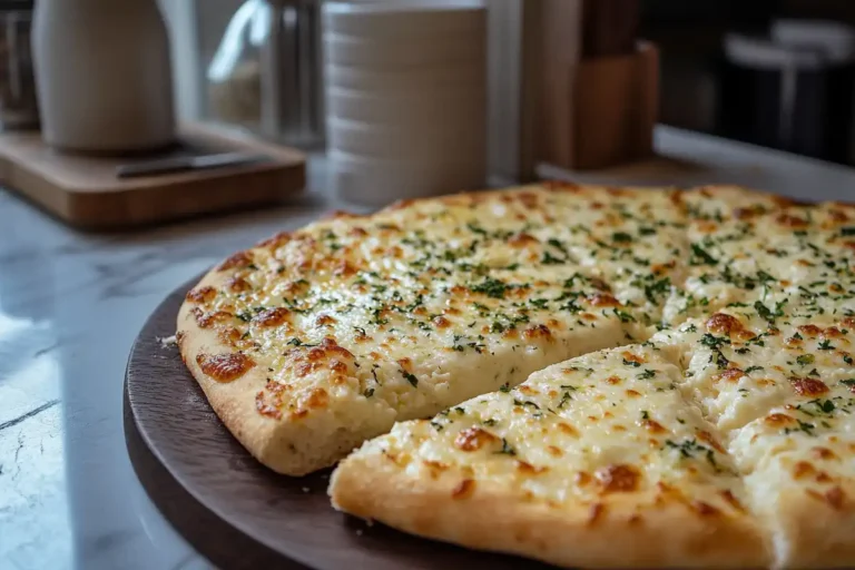 Unique cheese pizza topped with cottage cheese.