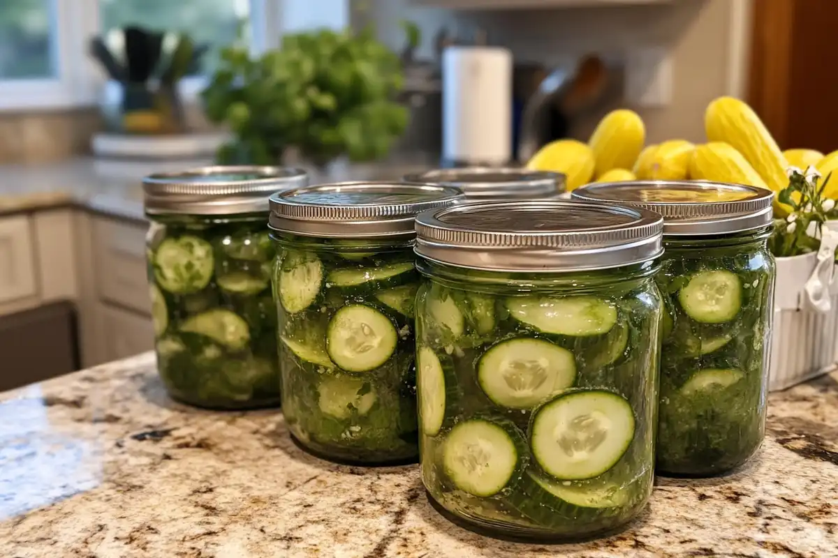Cucumbers soaking in salt water before pickling or making salad