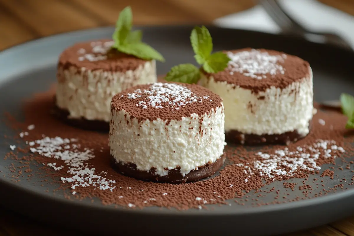 Cottage cheese chocolate mousse in a bowl
