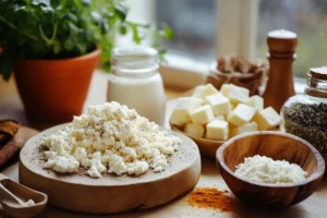 Ingredients for making cottage cheese chips.