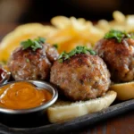 Delicious Rotel cream cheese sausage balls on a platter