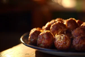 A bite taken out of a delicious sausage ball, showcasing the creamy texture.