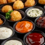 Creating homemade dipping sauce for sausage balls.