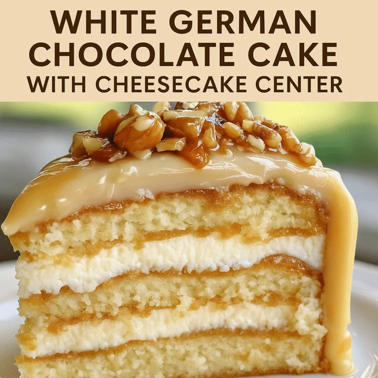 White German Chocolate Cake with Cheesecake Center slice