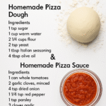 Homemade Pizza Dough and Sauce on freshly baked pizza