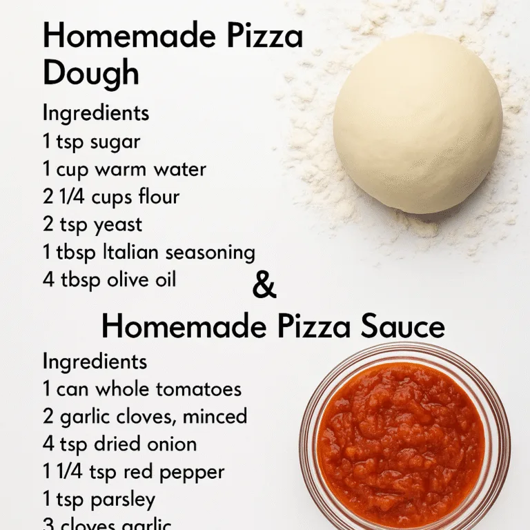 Homemade Pizza Dough and Sauce on freshly baked pizza
