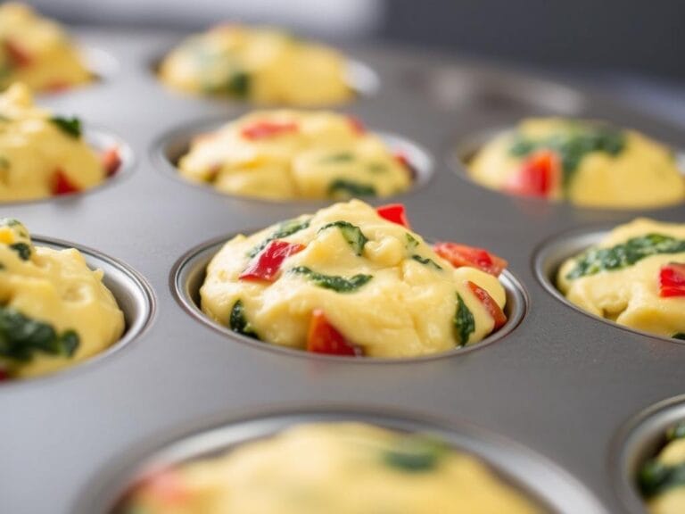High-protein egg white veggie frittata muffins with spinach, bell peppers and cheese