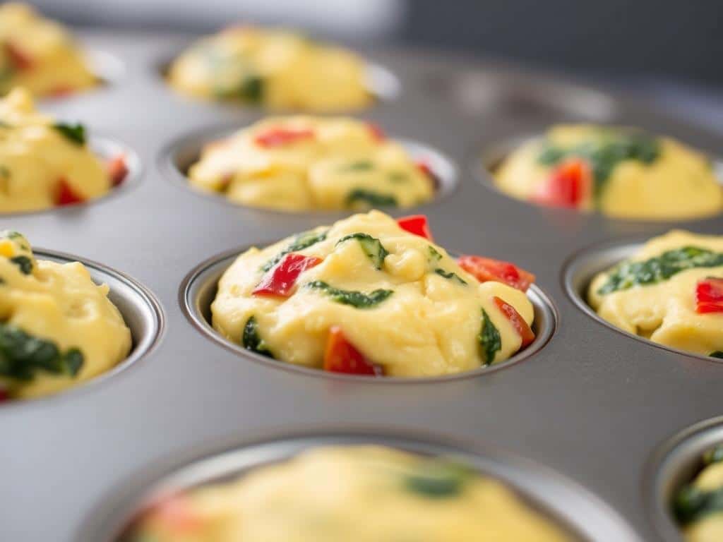 High-protein egg white veggie frittata muffins with spinach, bell peppers and cheese