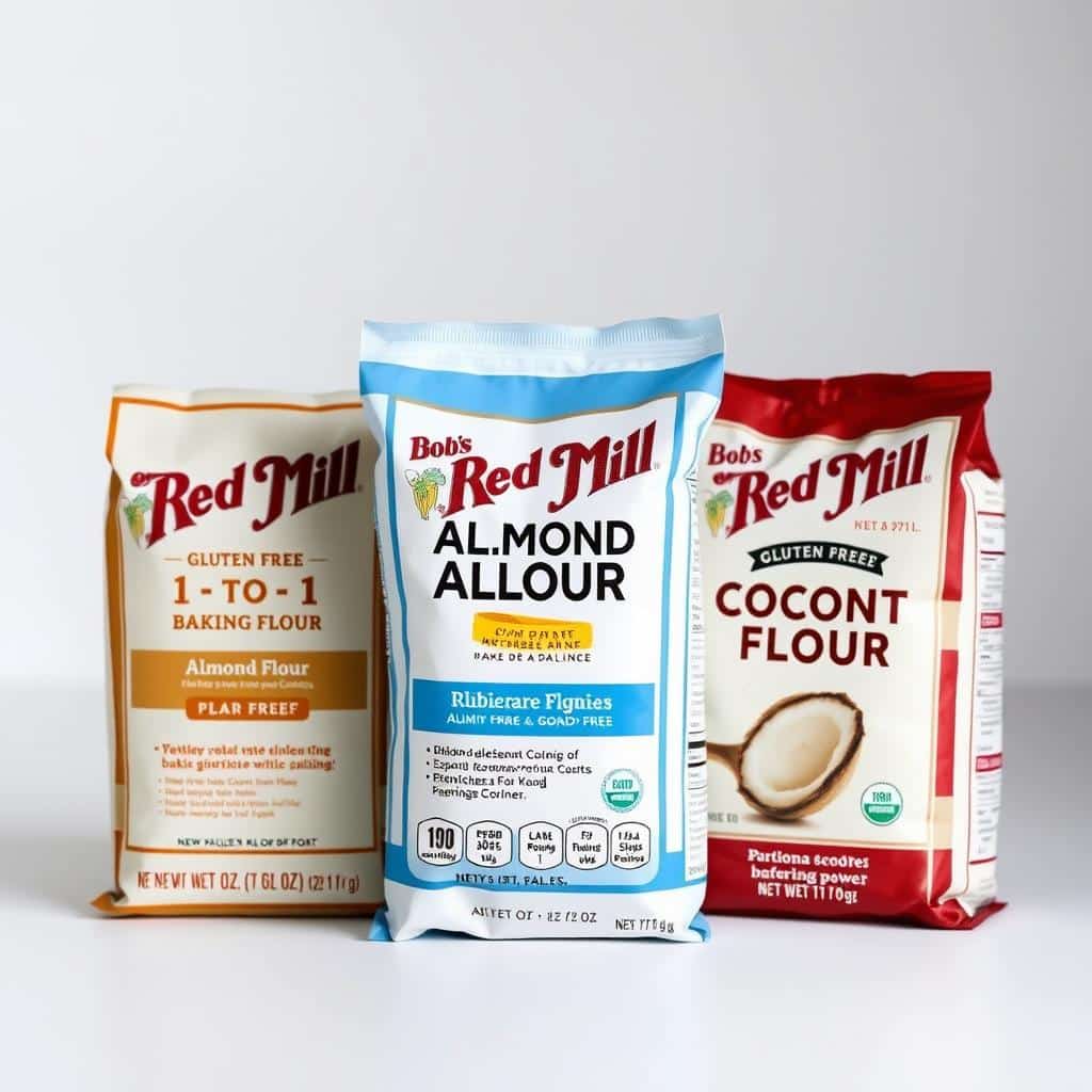 Bob's Red Mill gluten free flour products in their distinctive packaging
