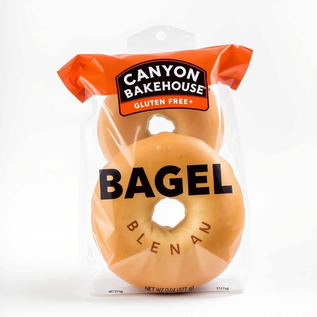 Canyon Bakehouse gluten free plain bagels in packaging