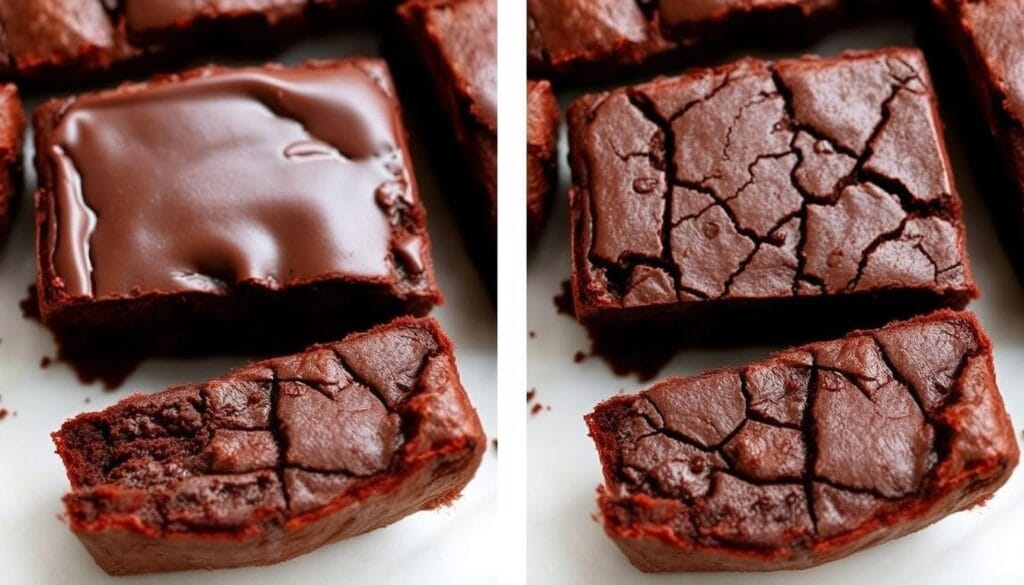 Comparison of properly baked vs overbaked gluten free brownies