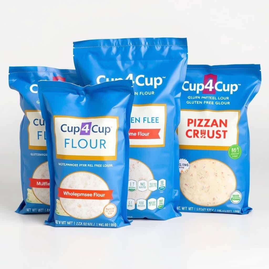 Cup4Cup gluten free flour products in their distinctive blue packaging