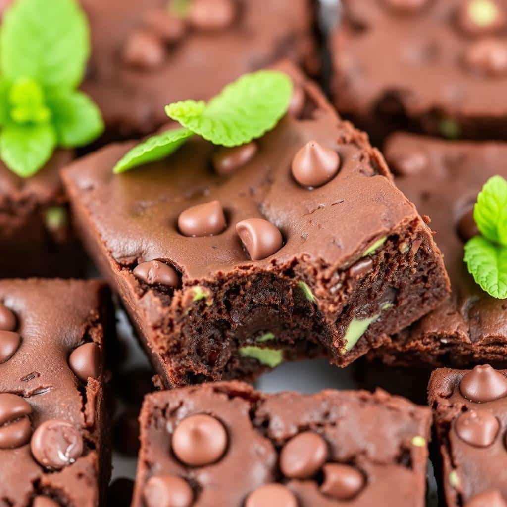 Gluten free brownies with mint flavor and chocolate chips