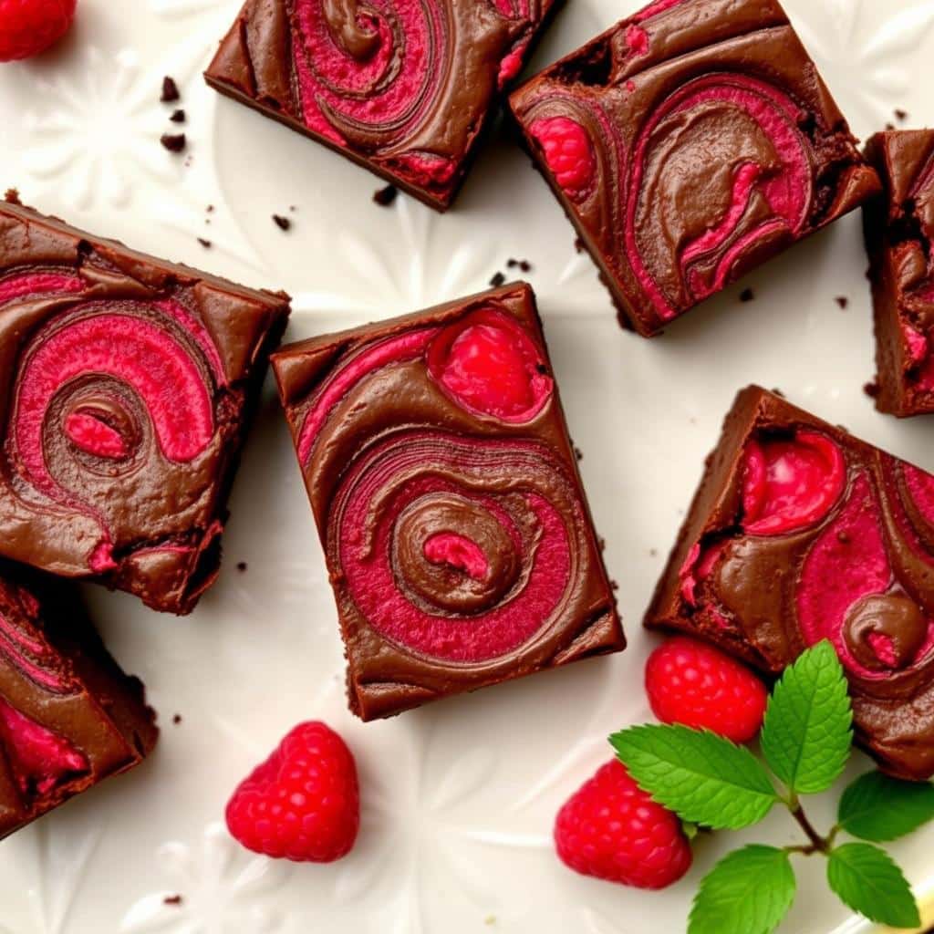 Gluten free brownies with raspberry swirl