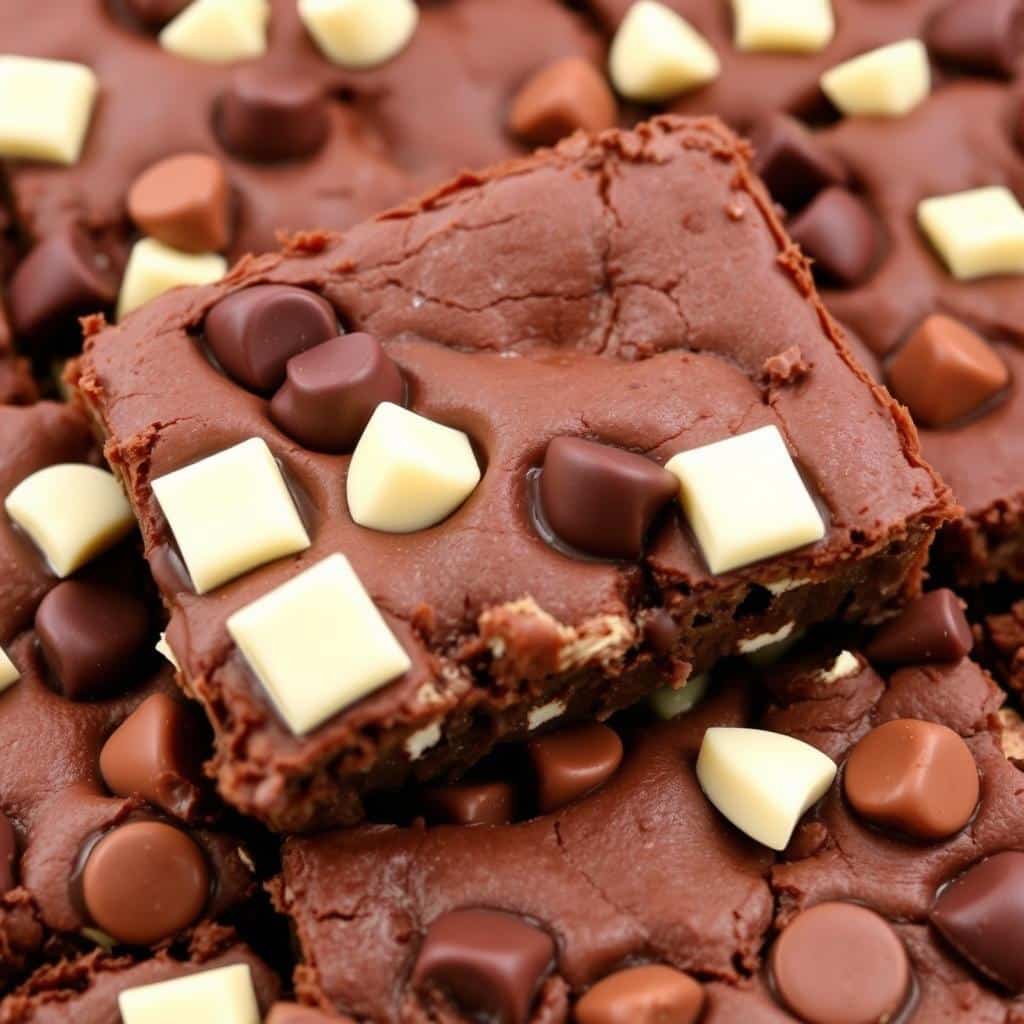 Gluten free brownies with various chocolate chunks and chips