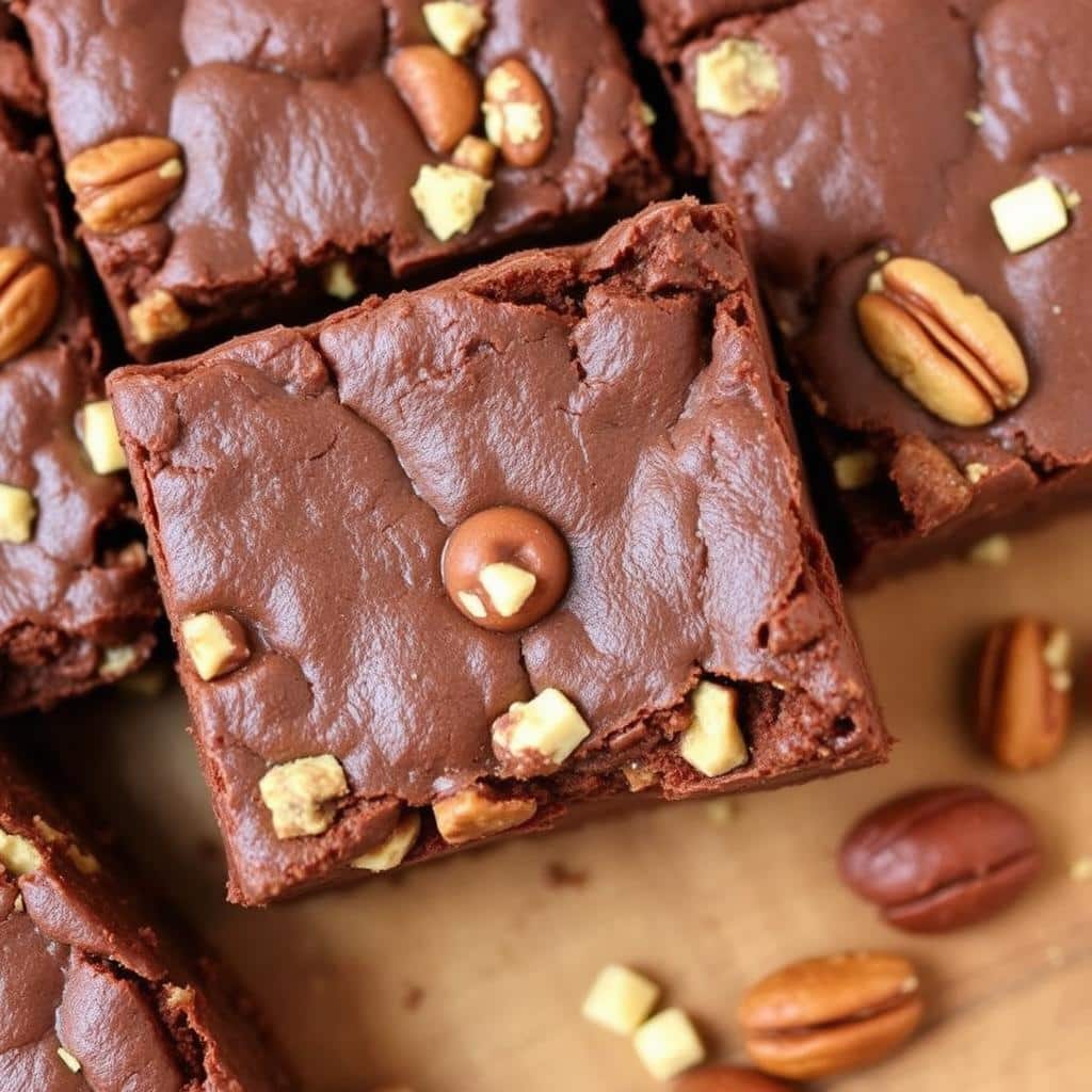 Gluten free brownies with various nuts mixed in