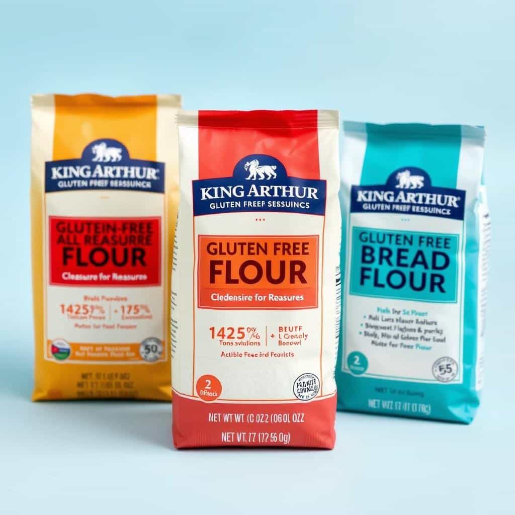 King Arthur gluten free flour products displayed together