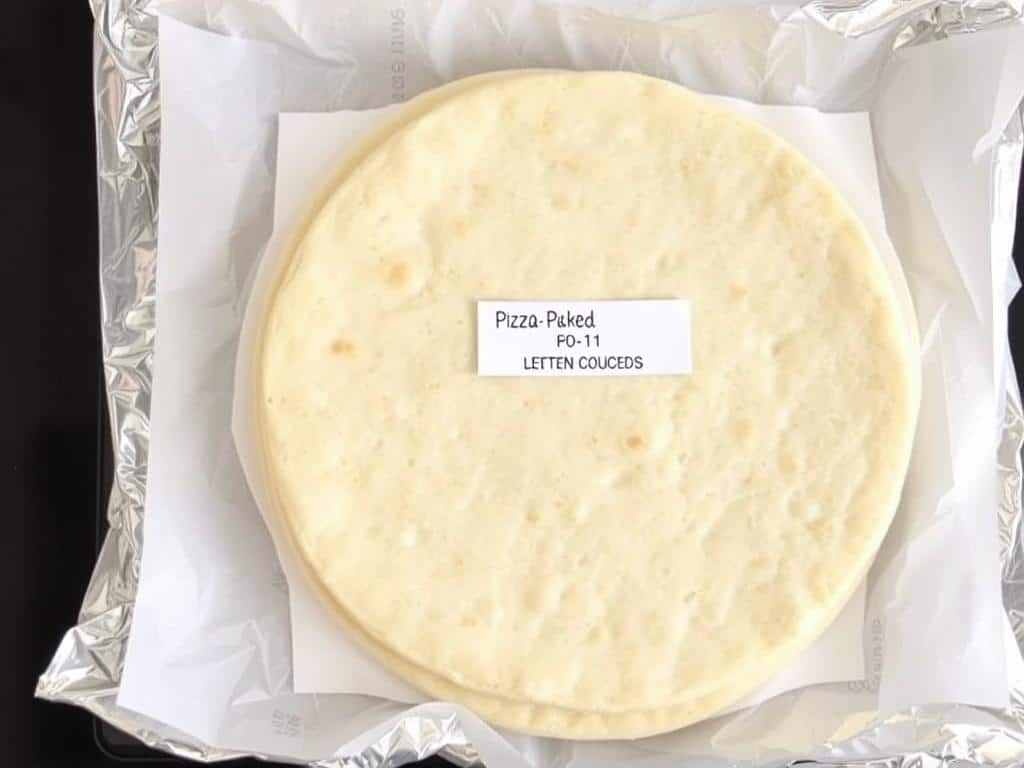 Par-baked gluten free pizza crusts being prepared for freezing