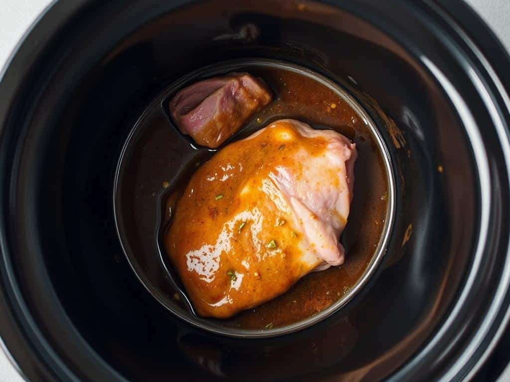 Slow cooker with gluten-free brown sauce marinade