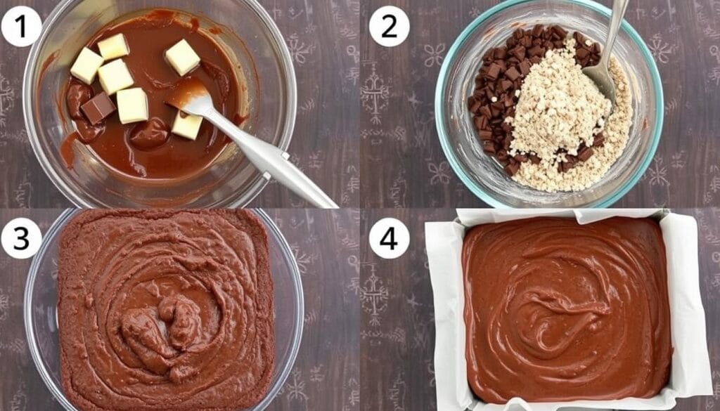 Step-by-step process of making gluten free brownies