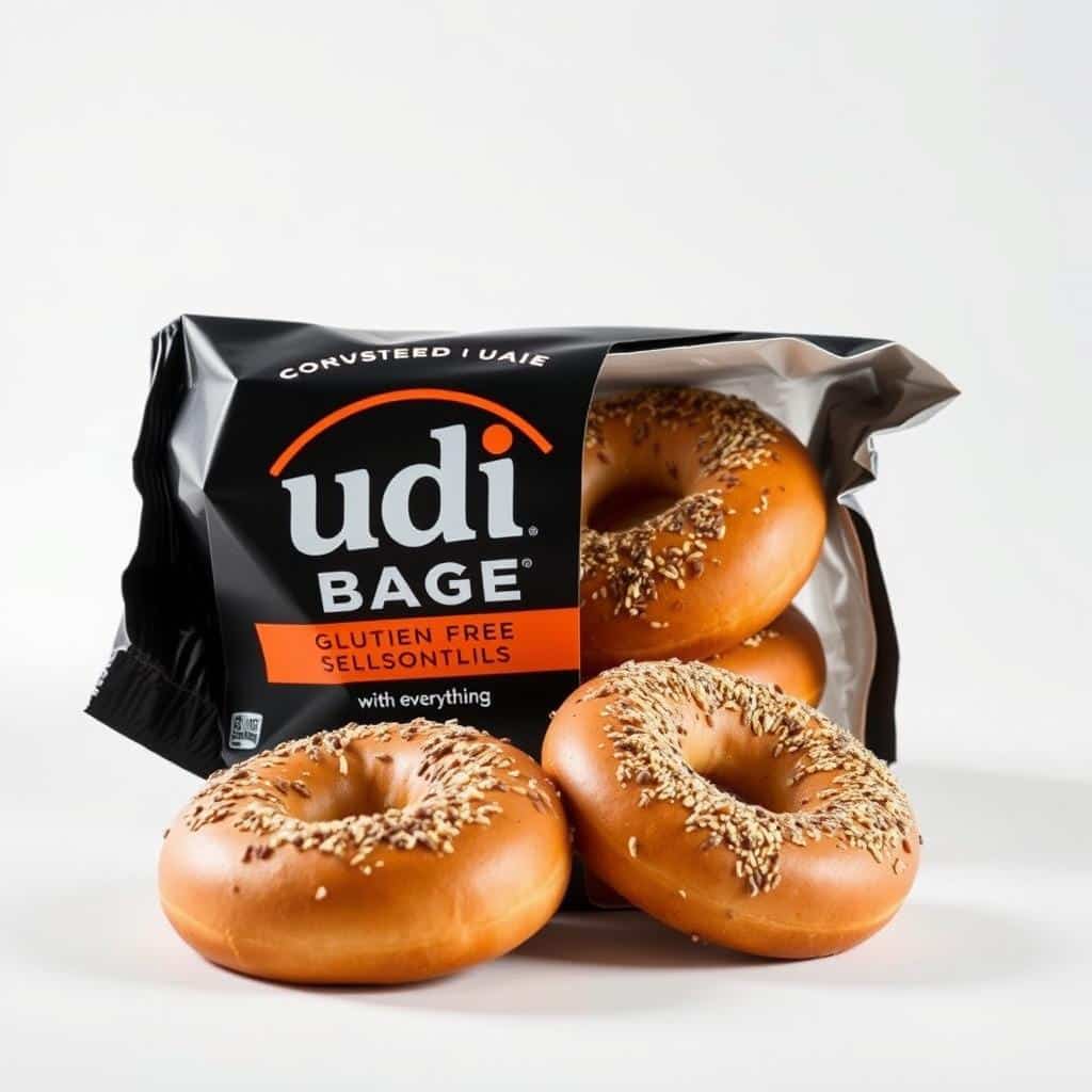 Udi's gluten free bagels with everything seasoning