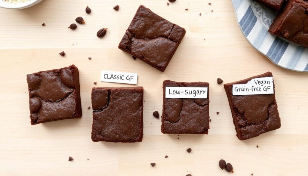 Various dietary-friendly versions of gluten free brownies