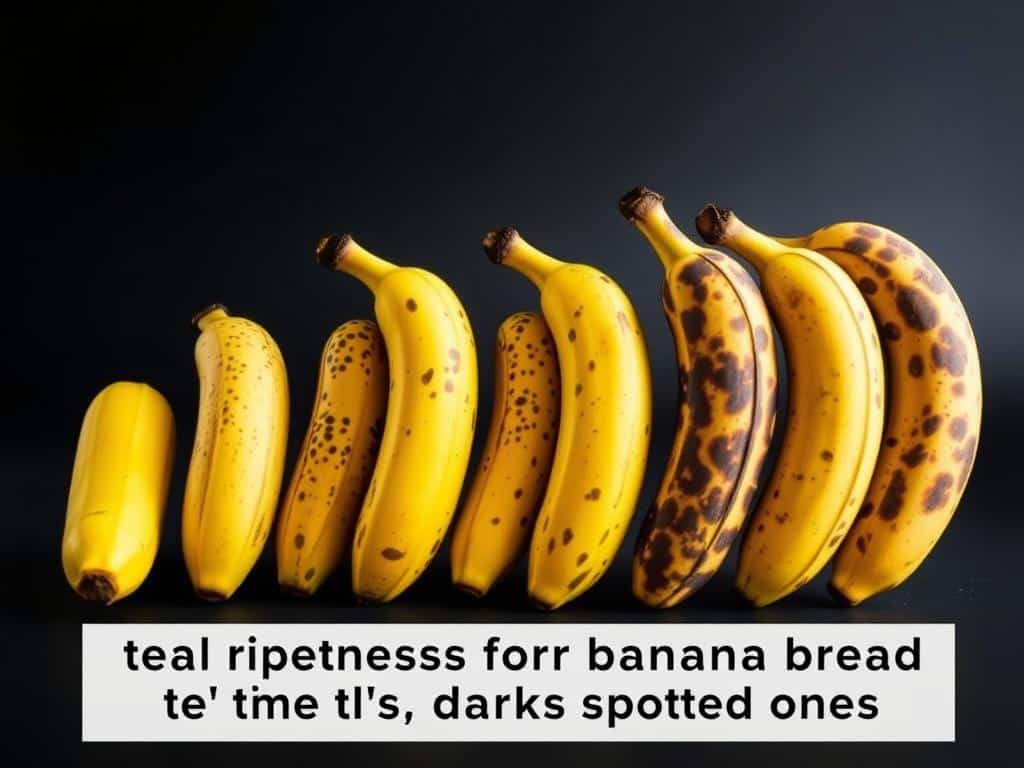Various stages of banana ripeness for gluten free banana bread