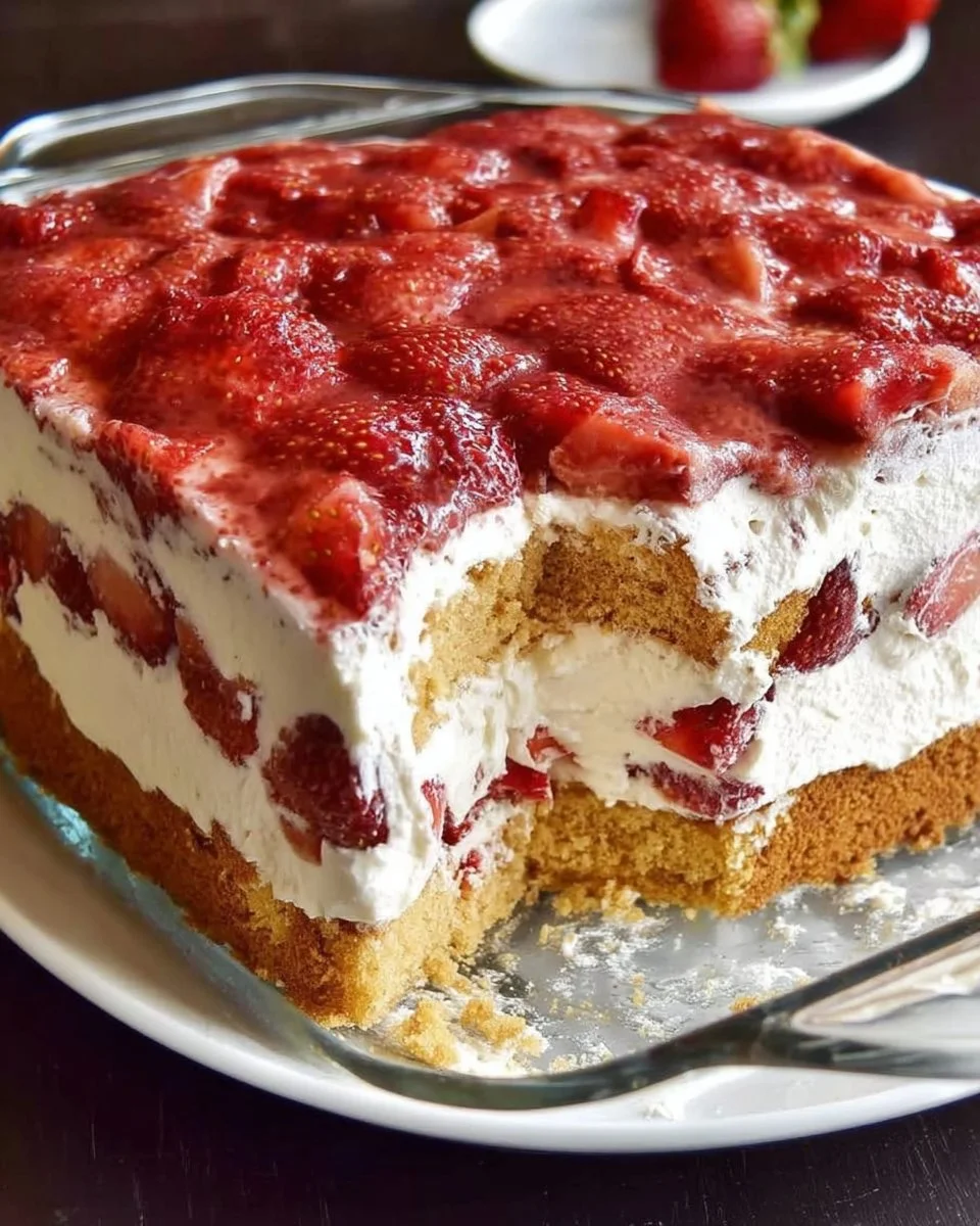 A beautifully baked 5-ingredient cake topped with fresh fruits.