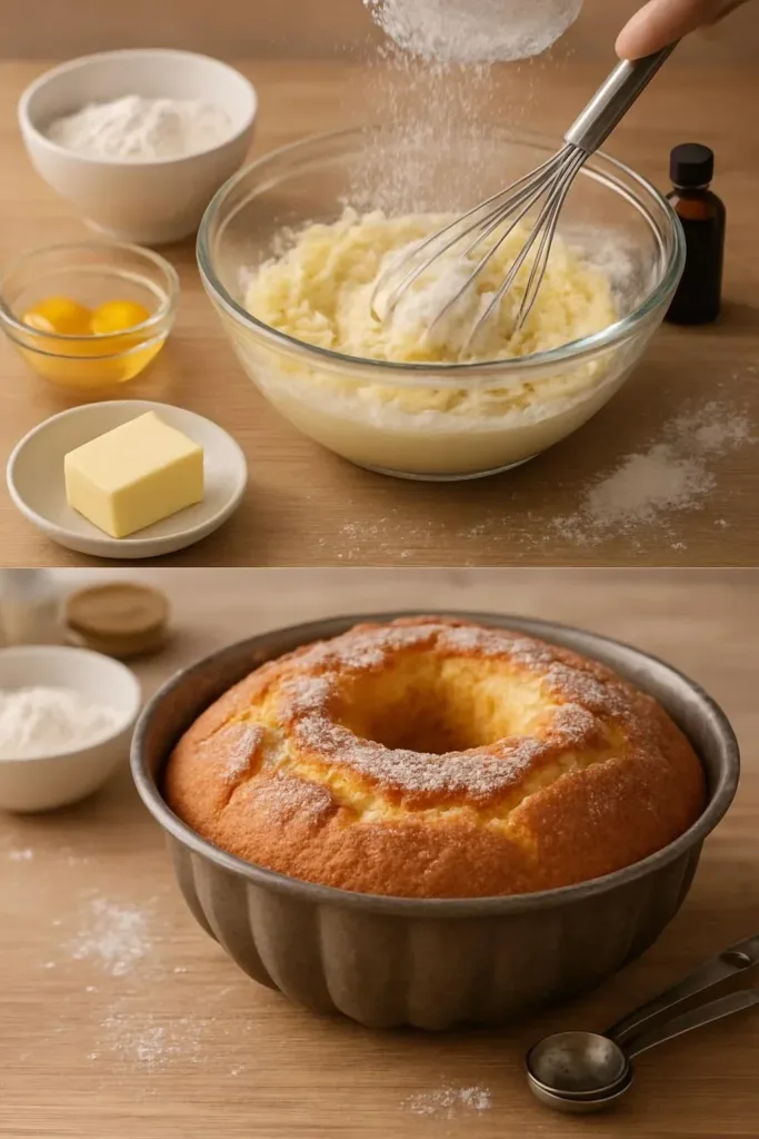 Delicious Butter Bundt Cake on a decorative plate with icing