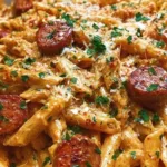 Delicious creamy Cajun pasta served in a bowl with herbs and spices