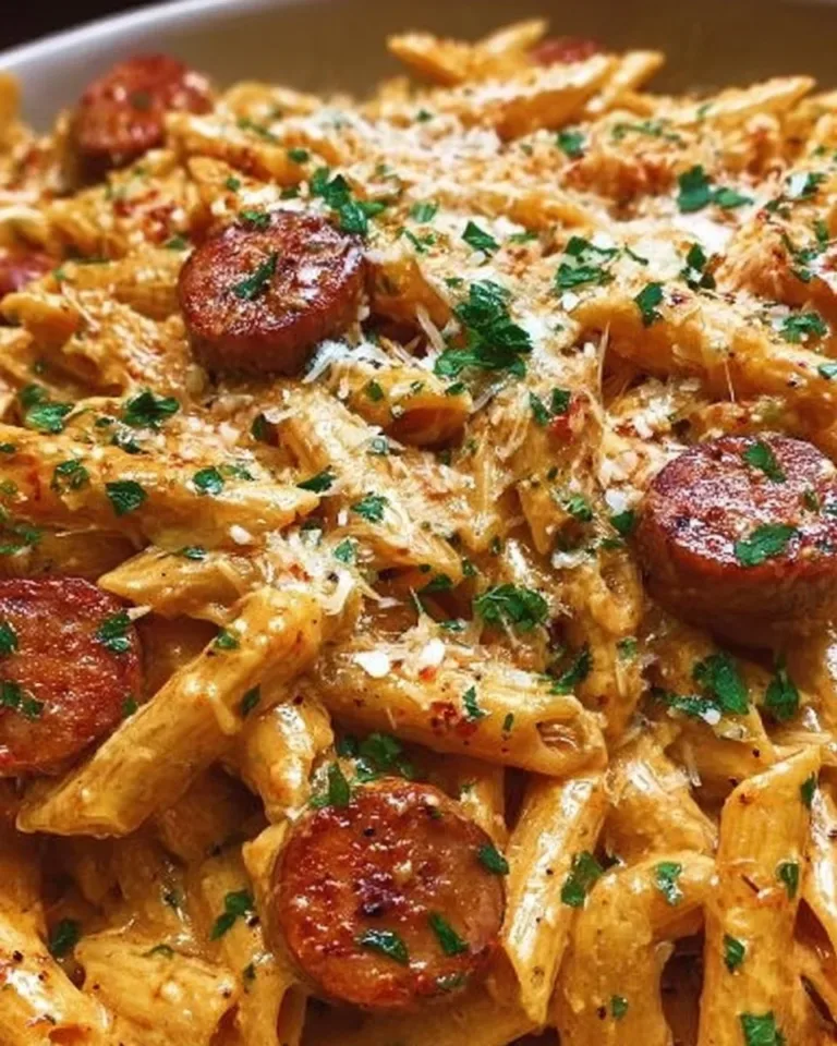 Delicious creamy Cajun pasta served in a bowl with herbs and spices