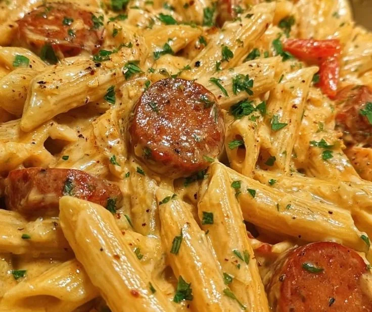 One-Pot Creamy Spicy Cajun Sausage Pasta