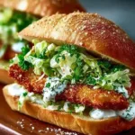 Crispy Chicken Caesar Sandwich with lettuce and parmesan