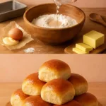 Fluffy condensed milk dinner rolls fresh out of the oven