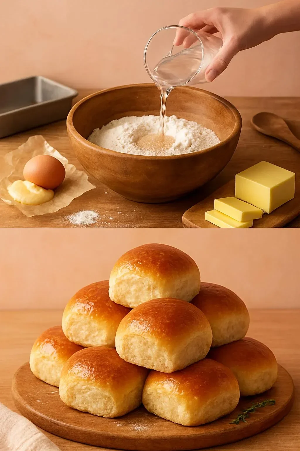 Fluffy condensed milk dinner rolls fresh out of the oven