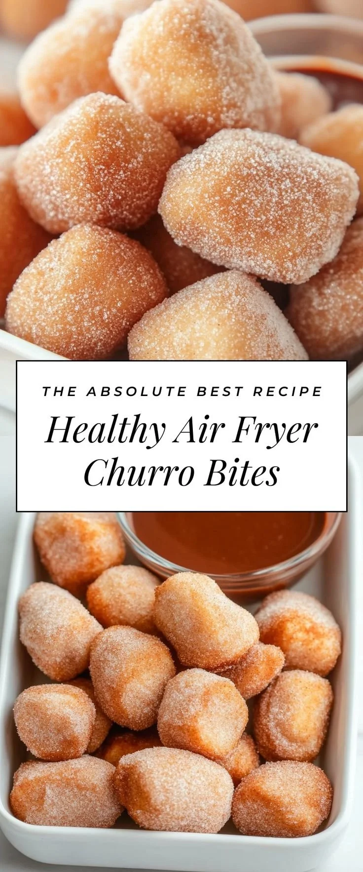 Healthy air fryer churro bites sprinkled with cinnamon sugar.