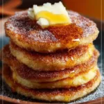 Delicious and fluffy Spanish churro pancakes with cinnamon sugar