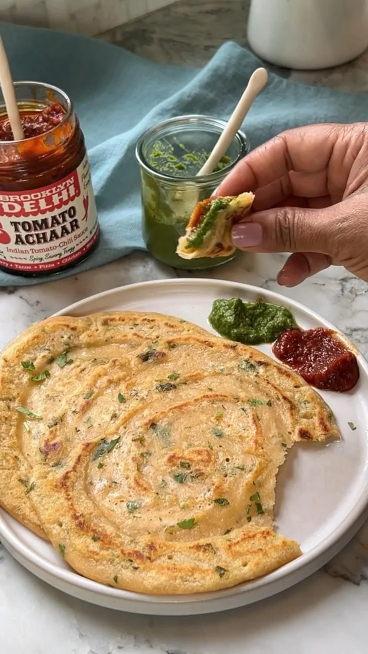 Delicious homemade lentil pancakes served with toppings