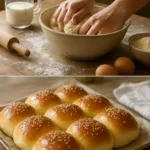 Freshly baked milk brioche loaf with a golden crust and soft texture.