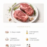 Grilled ribeye steak served with herbs and sides