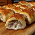 Sausage cream cheese crescent rolls on a platter.