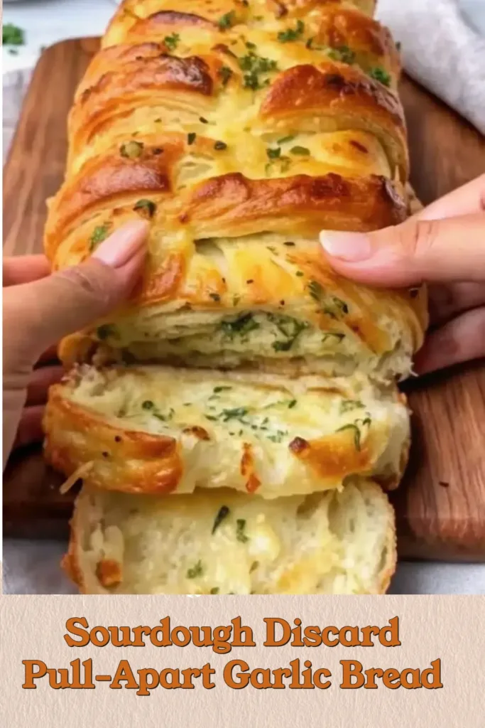 Sourdough Discard Pull-Apart Garlic Bread fresh out of the oven