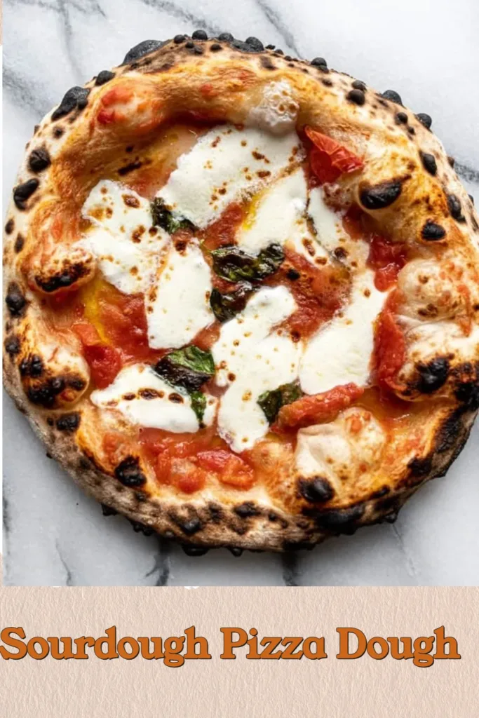 Homemade sourdough pizza dough preparation with fresh ingredients