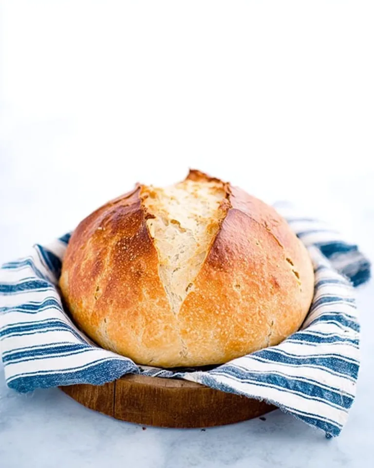 Loaf of 4-ingredient gluten free sourdough bread on a wooden cutting board