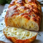 Freshly baked cheese bread served with herbs and spices