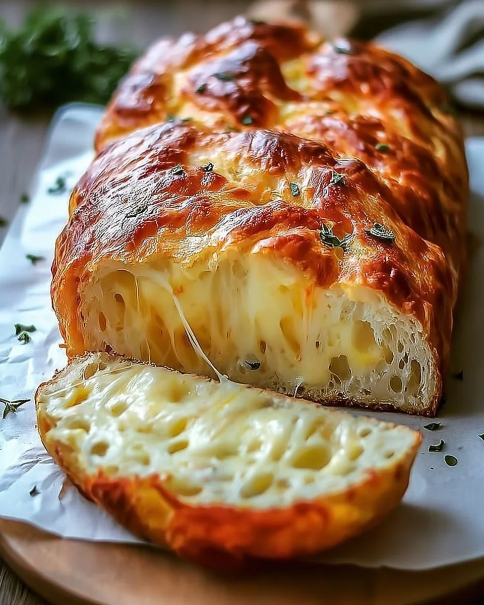 Freshly baked cheese bread served with herbs and spices