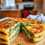 Homemade Chickpea Flatbread served with fresh vegetables and herbs