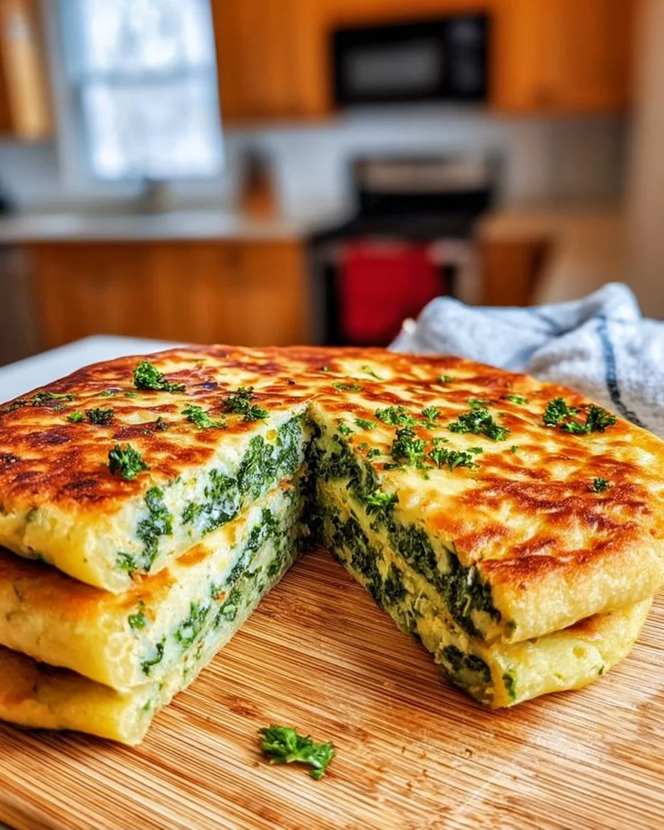 Homemade Chickpea Flatbread served with fresh vegetables and herbs